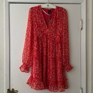 Long Sleeve Printed Floral Dress